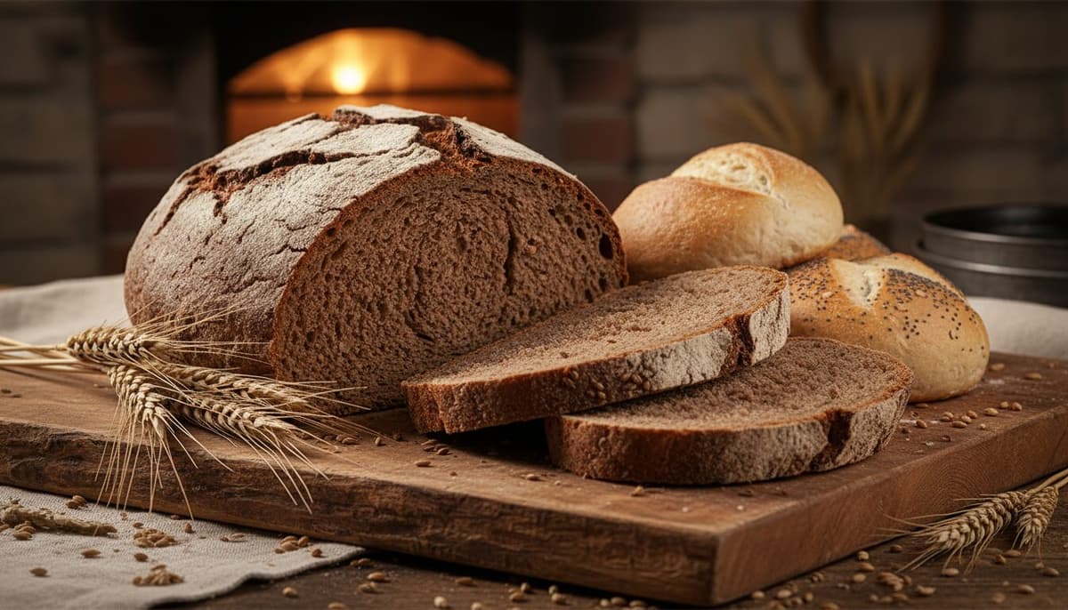 Eastern European breads and baked goods including Borodino rye bread and pirozhki at Kalinka Euro Market Battle Ground WA